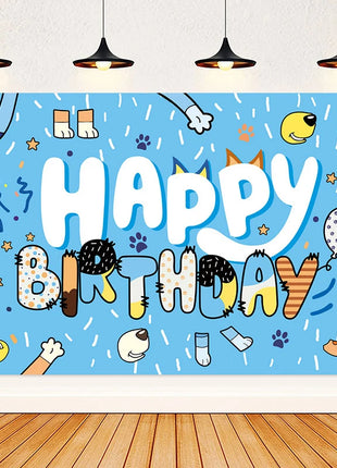 Nuovo cartone animato simpatico cane decorazione festa di compleanno kit cani blu tema buon compleanno piatti tovaglioli tazze stoviglie forniture per bambini