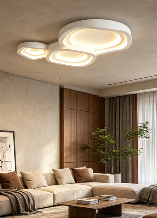 Lampadario LED Moderno e Creativo per Camera da Letto, Illuminazione Decorativa Rotonda Bianca per Soggiorno, Cucina e Sala da Pranzo
