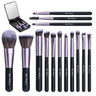 14 PCS Makeup Brush Set With Illuminated Mirror Portable Short Handle LED Light USB Rechargeable Makeup Brushes Kit