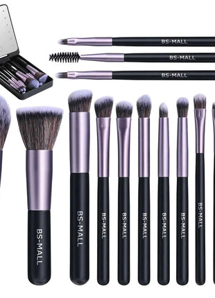14 PCS Makeup Brush Set With Illuminated Mirror Portable Short Handle LED Light USB Rechargeable Makeup Brushes Kit