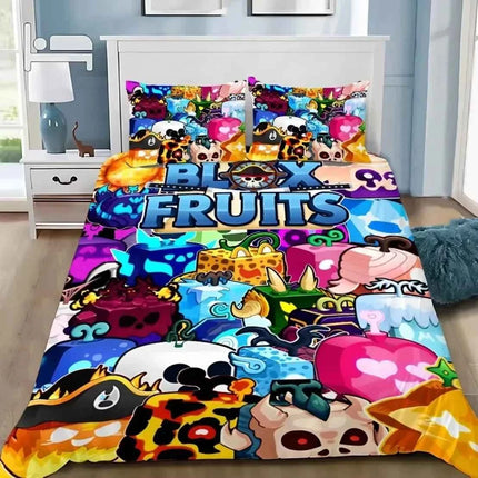 B-Blox F-Fruits Game Bedding Set 3D Cartoon Duvet Cover Set Soft Skin-Friendly Single Double King Size For Kids Birthday Gift