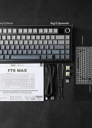 Aula F75 MAX Wireless Mechanical Keyboard With TFT Screen and Knob Gasket RGB Backlight Gaming Keyboard in 75% Layout Hot-Swap