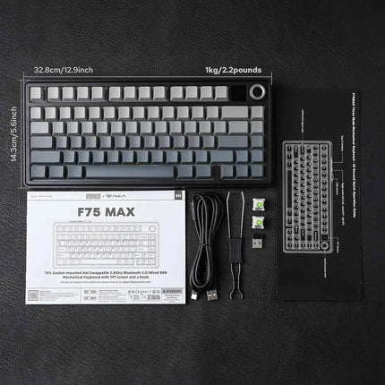 Aula F75 MAX Wireless Mechanical Keyboard With TFT Screen and Knob Gasket RGB Backlight Gaming Keyboard in 75% Layout Hot-Swap