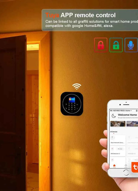KERUI Sistema di Allarme di Sicurezza Domestica Supporto Alexa G12 Sistema di Allarme WIFI/GSM con App Telefono Sirena di Allarme Sensore PIR Tuya Smart APP