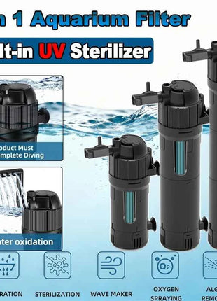 5 in 1 UV Filter for uv Aquarium Sterilization Fish Tank Pump Filter 800L/H Smart Timing Control Sterilization Lamp Pumps