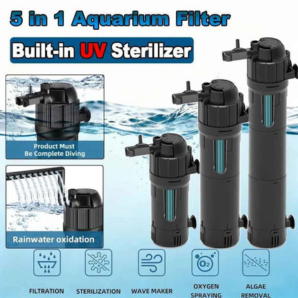 5 in 1 UV Filter for uv Aquarium Sterilization Fish Tank Pump Filter 800L/H Smart Timing Control Sterilization Lamp Pumps