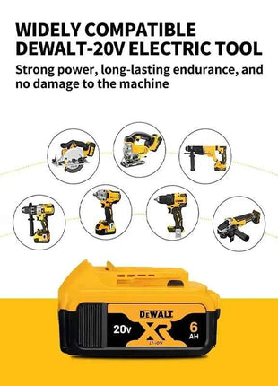 Batteria di Ricambio 100% Autentica Dewalt 18V/20V 6.0Ah Li-Ion per Utensili Elettrici, Compatibile con DCB200 DCB202 DCB205 DCB206 DCB209
