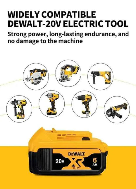 Batteria di Ricambio 100% Autentica Dewalt 18V/20V 6.0Ah Li-Ion per Utensili Elettrici, Compatibile con DCB200 DCB202 DCB205 DCB206 DCB209