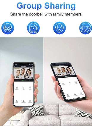 Videocitofono senza fili 1080P Telecamera WiFi Campanello per porta intelligente Tuya Sicurezza domestica intelligente Rilevazione movimento Campanello citofono per visione notturna