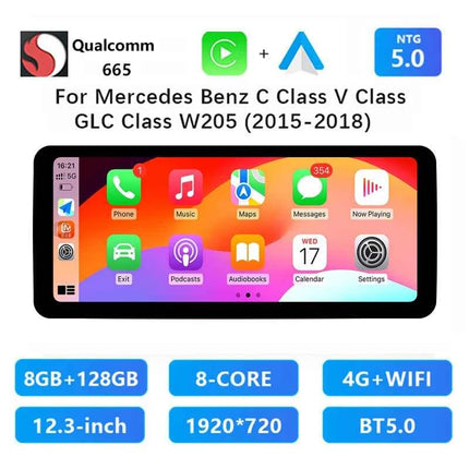 12.3"Android 14 Car Radio Stereo For Mercedes Benz C Class W205 GLC Class X253 W446 2014-2018 GPS Navigation Multimedia CarPlay