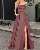 Nuovo per le donne Abito elegante Moda estiva Festa notturna Formale Abito da sera lungo con spalline Abiti da sposa eleganti