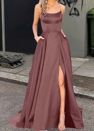 Nuovo per le donne Abito elegante Moda estiva Festa notturna Formale Abito da sera lungo con spalline Abiti da sposa eleganti