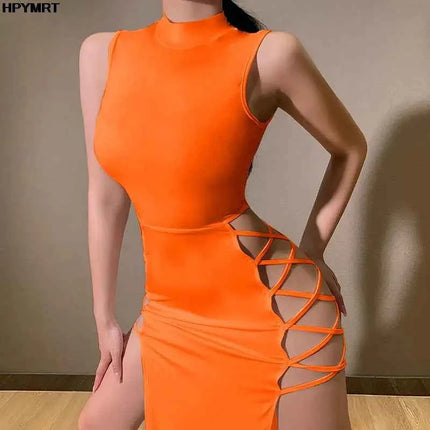 Abito lungo nero Donna Girocollo Abiti aderenti slim Nuovi abiti midi estivi Abito sexy per feste Abiti bianchi neri da donna