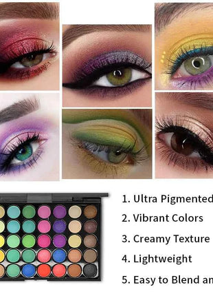 40 Colors Ultimate Eyeshadow Palette Matte & Shimmer Finishes Earth Tones Long-Lasting Smudge Proof Makeup Kit Korea Cosmetics