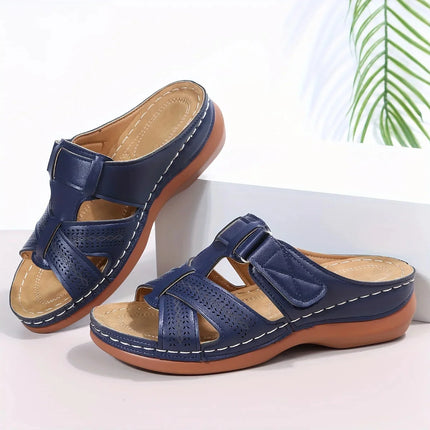 Sandali con Zeppa Donna Estate 2026 Premium Ortopedici Open Toe Vintage Antiscivolo in Pelle Casual con Plateau Stile Retrò