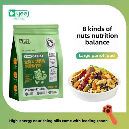 YEE Lovebird & Parrot Food - Nutrient-Rich Pellets with Canary Seeds & Dried Fruits | Diet for Sun Conure,Cockatiel&Small Birds