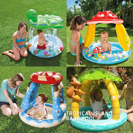 Tropical Island Coconut Tree Design piscina gonfiabile per bambini piscina per bambini con tettuccio parasole 1-3Y divertimento gioco d'acqua all'aperto