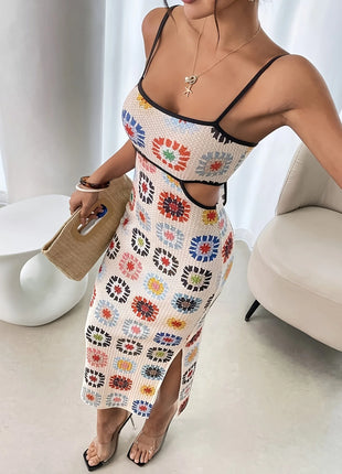 Elegant Backless Floral Print Bodycon Dress for Women, Sleeveless