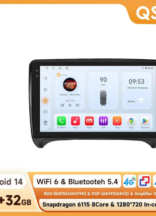 9" Hizpo 2Din Android Auto Car Radio for Audi TT MK2 8J 2006 - 2014 Snapdragon 6115 GPS Navigation SWC DSP 4G BT CarPlay 360°CAM