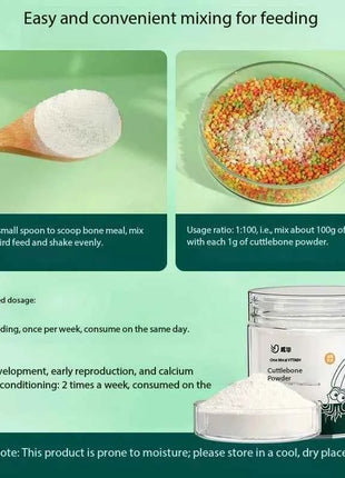 Cuttlefish Bone Powder Rich Calcium Trace Elements Feed Grade Supplement For Birds Parrots Tortoise Promoting Growth & Breeding