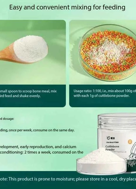 Cuttlefish Bone Powder Rich Calcium Trace Elements Feed Grade Supplement For Birds Parrots Tortoise Promoting Growth & Breeding