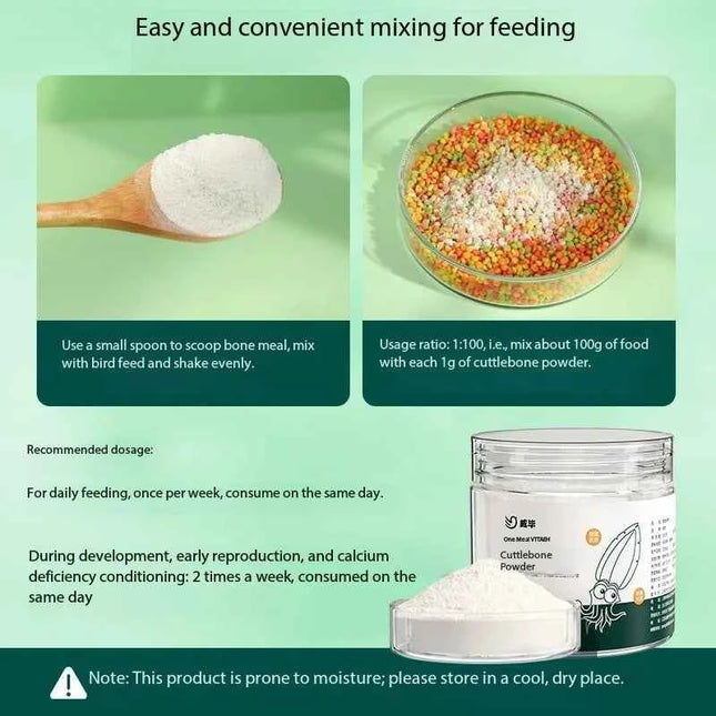 Cuttlefish Bone Powder Rich Calcium Trace Elements Feed Grade Supplement For Birds Parrots Tortoise Promoting Growth & Breeding