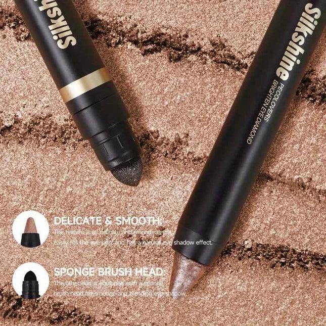PECOLOVERS Champagne Brown Metallic Eyeshadow Stick - Waterproof, Long-Lasting Glitter Highlighter & Brightening Pencil Crayon