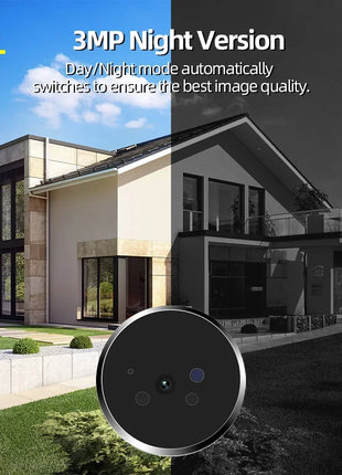 Yuezhe Tuya Telecamera Spioncino Digitale WiFi Mini 3MP con Rilevamento di Movimento a Microonde, Visione Notturna IR e Funzionalità Smart Life