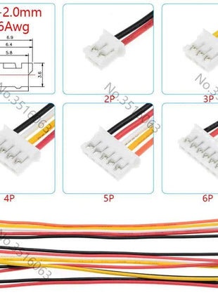 5/10 Pz Micro JST PH 2.0mm Maschio/Femmina Connettore Con Filo 100/200/300mm Cavo 2/3/4/5/6/8/10P Spille Ponticello Linea Per Arduino