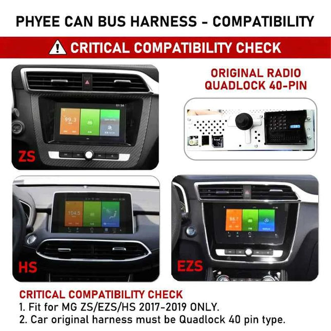 Cablaggio Quadlock 40 Pin con Decoder CAN Bus per MG ZS HS 2017-2019, Supporto SWC, Plug&Play, Adattatore Cavo Android Auto 16 Pin