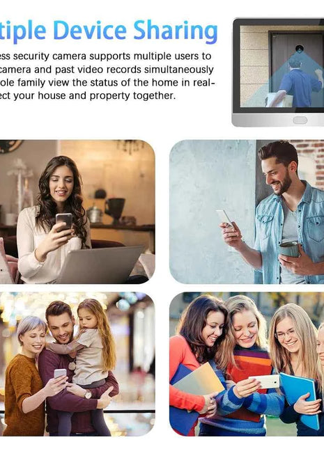 Tuya Smart Wireless Videocamera per porta 2.4G Wifi Schermo da 4,3 pollici 3MP PIR Spioncino digitale audio unidirezionale per la sicurezza domestica