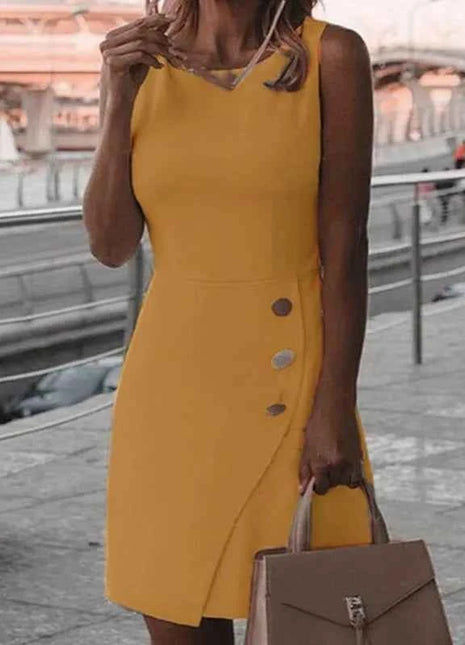 Abito corto da donna bianco elegante con bretelle con scollo tondo e gonna sexy aderente che abbraccia i fianchi Mini abito con bottoni a nastro puro Nuovo