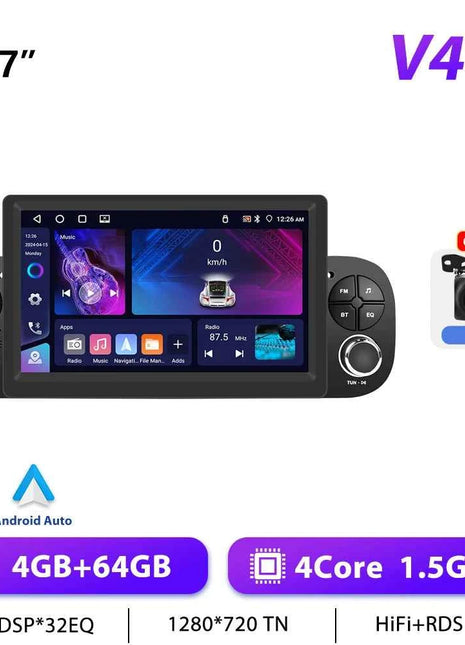 Podofo CarPlay Android Radio For Fiat Panda 2013-2020 Car Intelligent System 1din GPS Stereo Multimedia Player RDS FM Car Radio