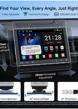 10 inch Android Car Stereo Single 1 Din Retractable Screen Apple CarPlay Android Auto 1Din Car Bluetooth Radio Head Unit