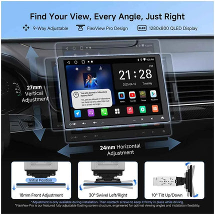 10 inch Android Car Stereo Single 1 Din Retractable Screen Apple CarPlay Android Auto 1Din Car Bluetooth Radio Head Unit
