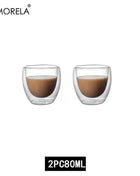 Set Tazze in Vetro a Doppia Parete Borosilicato Termoresistente per Tè Caffè Succo e Acqua