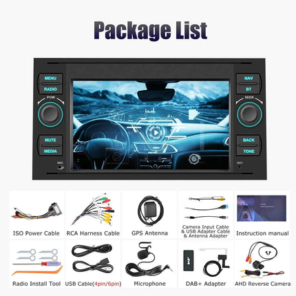 DAB For Ford Transit MK7 Fiesta Fusion Kuga C/S-Max Galaxy Android 15 4+64G Apple Carplay Android Auto Car Stereo GPS WIFI RDS