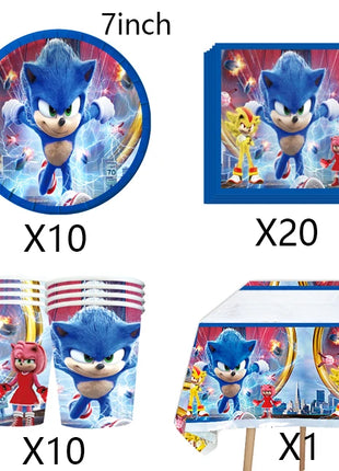 Nuovo Set Decorazioni per Festa di Compleanno a Tema Riccio Blu: Palloncini, Piatti, Bicchieri, Decorazione per Torta per Baby Shower e Regali per Bambini