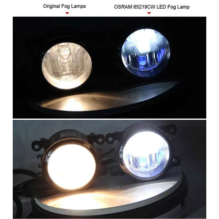 OSRAM LED Fog Lamps H8 H11 H16 65219CW 12V 10W 6000K Cool White Ice Blue LEDriving Kit Set Car LED Lamps More Bright Long Life