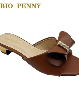 FABIO PENNY nuovo design con fiocco tinta unita elegante pantofole da donna con tacco basso e sandali con tacco medio per cena