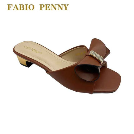 FABIO PENNY nuovo design con fiocco tinta unita elegante pantofole da donna con tacco basso e sandali con tacco medio per cena