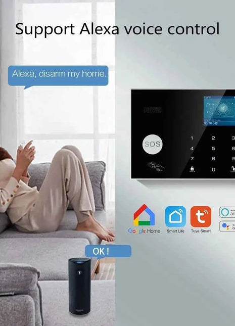 Sistema di allarme per casa WIFI GSM Allarme di sicurezza Host Ant-furto con gap porta Sensore di movimento PIR Tuya Smart App controllo lavoro Alexa