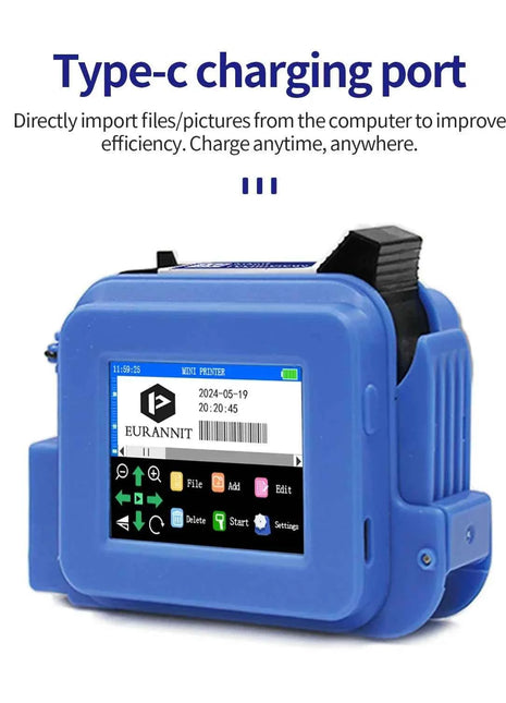 EURANNIT XMINI 12.7mm Portable Mini Inkjet Printer with Fast Dry Ink for Logo Expire Date QR Barcode Batch Number Label Printer