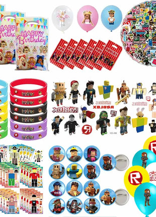 Set di Favori per Feste di Compleanno a Tema Roblox - Braccialetti Slap, Timbri e Adesivi per Bambini, Riempitivi per Sacchetti Regalo e Decorazioni per Feste
