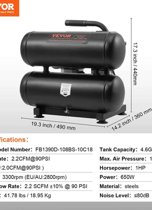 SucceBuy Air Compressor 750W/1450W/3000W Oil Free Air Compressor Quiet Portable Compressor Pump for Auto Repair Tire Inflation