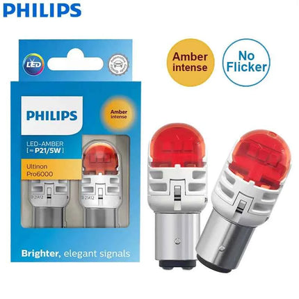Philips Ultinon Pro6000 LED P21/5W 1157 S25 Two Contacts Amber Red White Car Turn Signal Stop Lamps No Flash Flicker Error Free