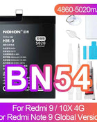 NOHON Battery for Xiaomi Redmi Note 13 12 11 10 Pro 9 8 7 6 5 4 11S 10S 9S Batteries BN5P BN53 BN46 BN45 BN5D BP47 BP4K BM5T