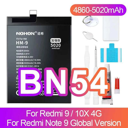 NOHON Battery for Xiaomi Redmi Note 13 12 11 10 Pro 9 8 7 6 5 4 11S 10S 9S Batteries BN5P BN53 BN46 BN45 BN5D BP47 BP4K BM5T