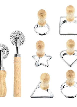 Kitchen Stainless Steel Cookies Cutter Set Pasta Press Attachment Kit Ravioli Maker Mold Tool Ravioli Stamp Set Pastry Wheel Set