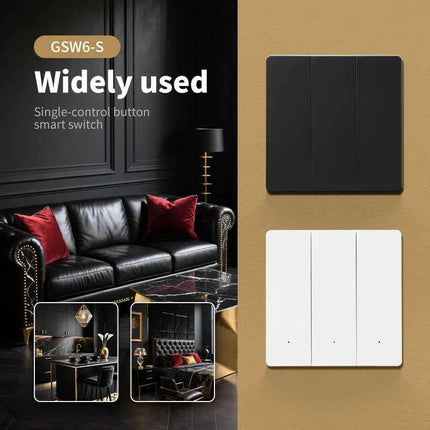 GEYA GSW6-S 1/2/3gang 86-Type Push-Button WiFi Smart Switch (Line-Neutral Version) - Wall Switch